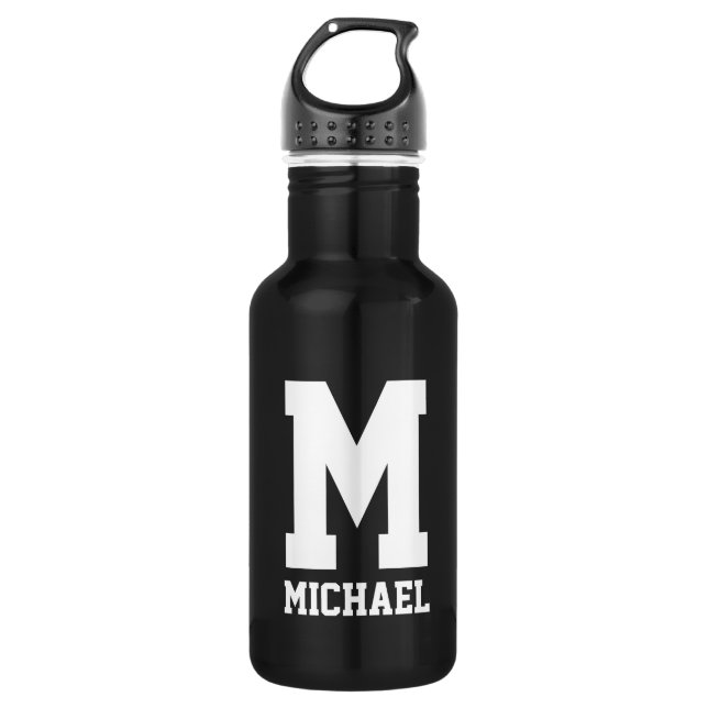 Personalisierte Monogramm-Sportflasche Edelstahlflasche (Vorderseite)