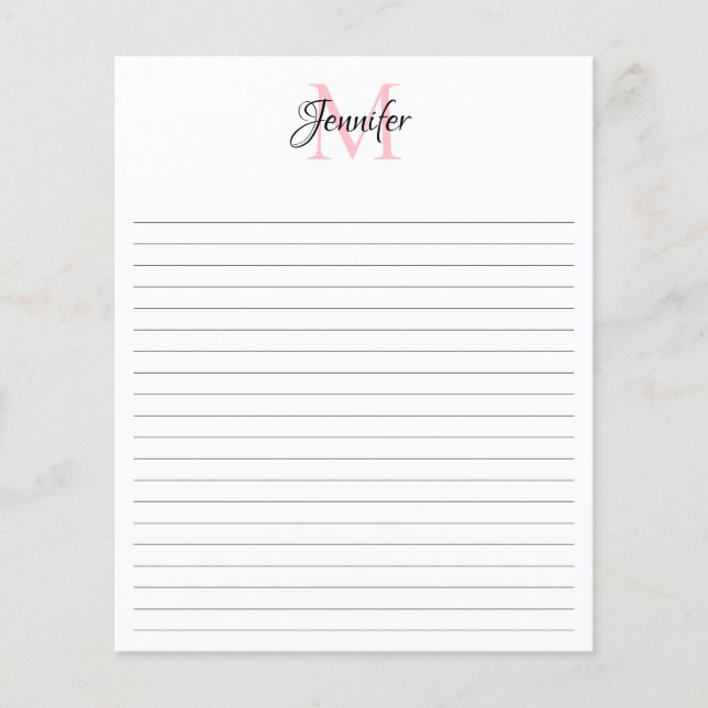 Personalisierte Monogramm-Stationery 4,5" x 5,6" Flyer (Vorne)