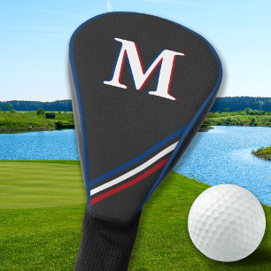 Personalisierte Monogramm-Streifen aus schwarzem L Golf Headcover