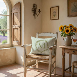 Personalisierte Monogramm-Streifen Grün/Gelb Dekokissen