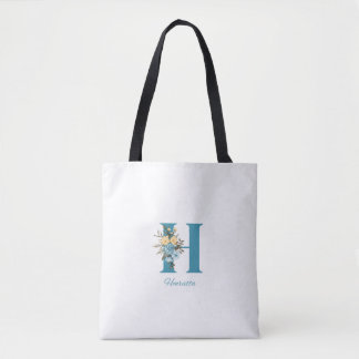 Personalisierte Monogramm-Tasche Blumen Initial-Ta