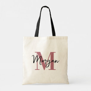 Personalisierte Monogramm-Tasche – Roségold & Schw Tragetasche