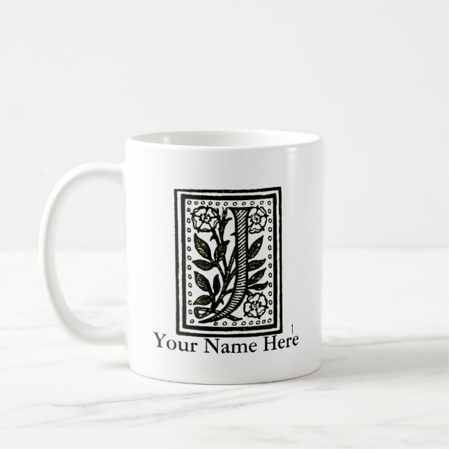 Personalisierte Monogramm-Tasse des Buchstabe-J Kaffeetasse (Links)