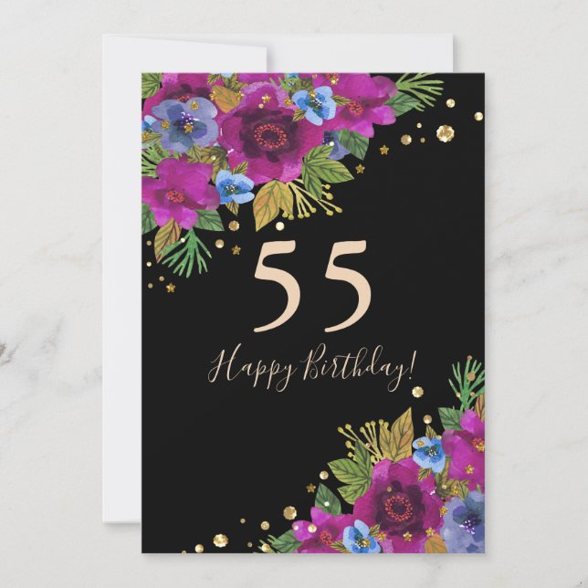 Personalisierte Monogramm Text Aquarell Blume Flor Einladung (Vorderseite)