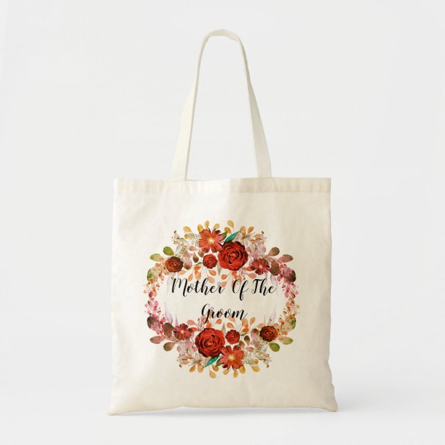 Personalisierte Monogramm Text Aquarell Blume Flor Tragetasche (Vorne)