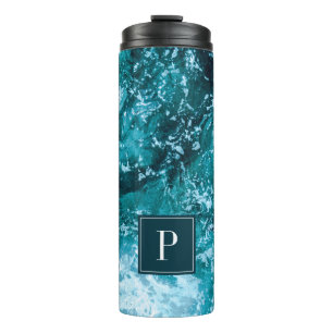 Personalisierte Monogramm Türkiswellen Thermosbecher