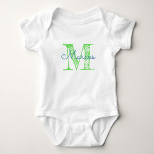 Personalisierte Monogramm-Typografie-Name Baby Strampler