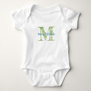 Personalisierte Monogramm-Typografie-Name Baby Strampler