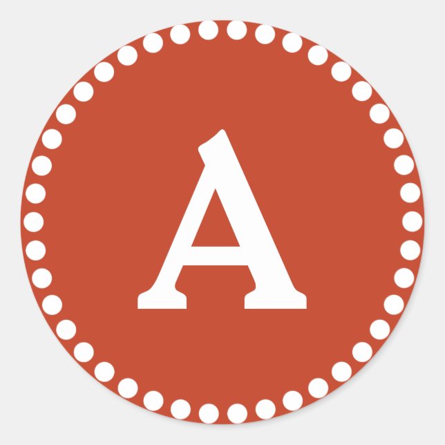 Personalisierte Monogramm-Umschlag Aufkleber rot/w (Vorderseite)