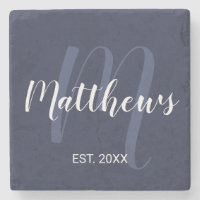 Personalisierte Monogramm und Familienname Navy Bl