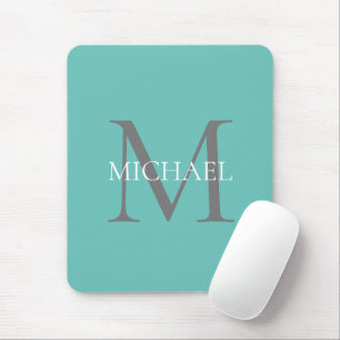 Personalisierte Monogramm und Name aquamarin Mousepad