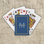 Personalisierte Monogramm und Name Blau und Gold Spielkarten<br><div class="desc">Blue and Gold Personalisiert Monogram und Name Bicycle Playing Cards</div>