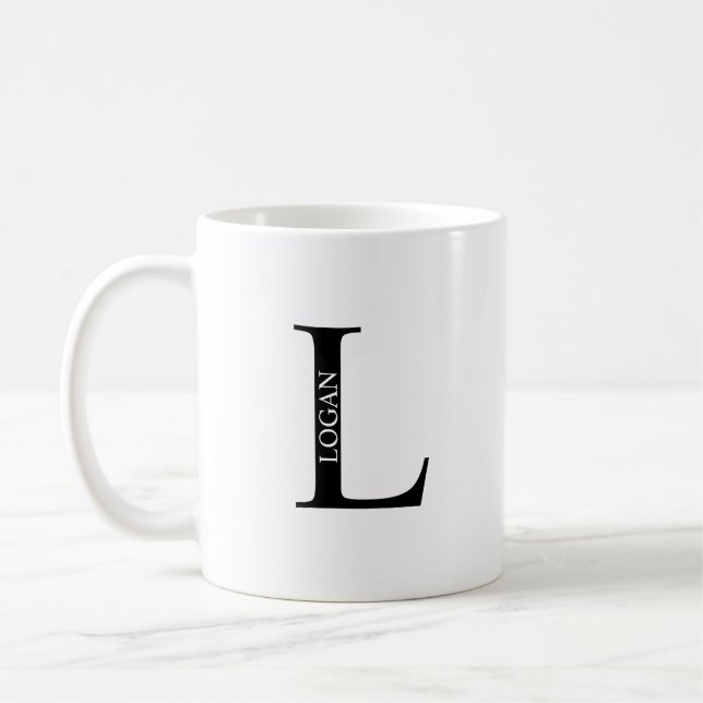 Personalisierte Monogramm und Name Coffee Tasse (Links)