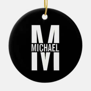 Personalisierte Monogramm und Name Keramik Ornamen Ornament