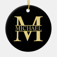 Personalisierte Monogramm und Name Schwarz und Gol