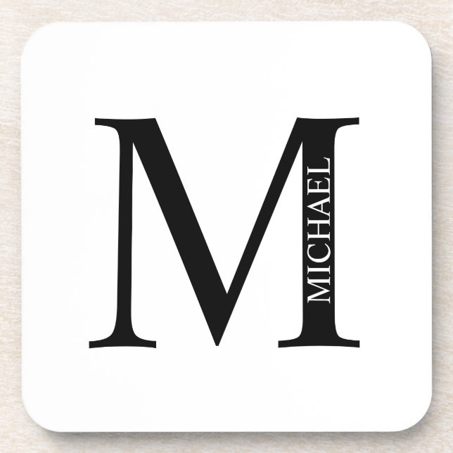 Personalisierte Monogramm- und Namens-Getränkekart Getränkeuntersetzer (Vorderseite)