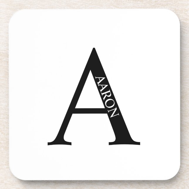 Personalisierte Monogramm- und Namens-Getränkekart Getränkeuntersetzer (Vorderseite)