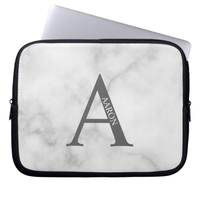 Personalisierte Monogramm- und Namens-Laptoptasche Laptopschutzhülle (Vorderseite)