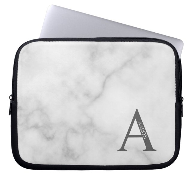 Personalisierte Monogramm- und Namens-Laptoptasche Laptopschutzhülle (Vorderseite)