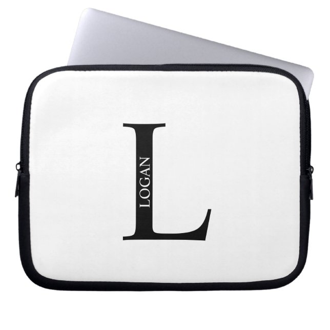 Personalisierte Monogramm- und Namens-Laptoptasche Laptopschutzhülle (Vorderseite)