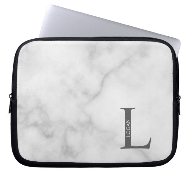 Personalisierte Monogramm- und Namens-Laptoptasche Laptopschutzhülle (Vorderseite)