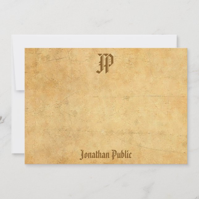 Personalisierte Monogramm-Vorlage Mitteilungskarte (Vorderseite)