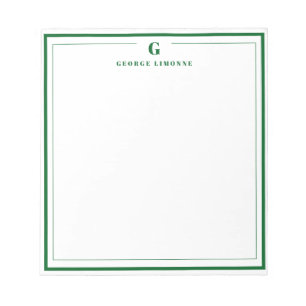 Personalisierte Monogramm-Waldgrün-Rand-Korrespond Notizblock