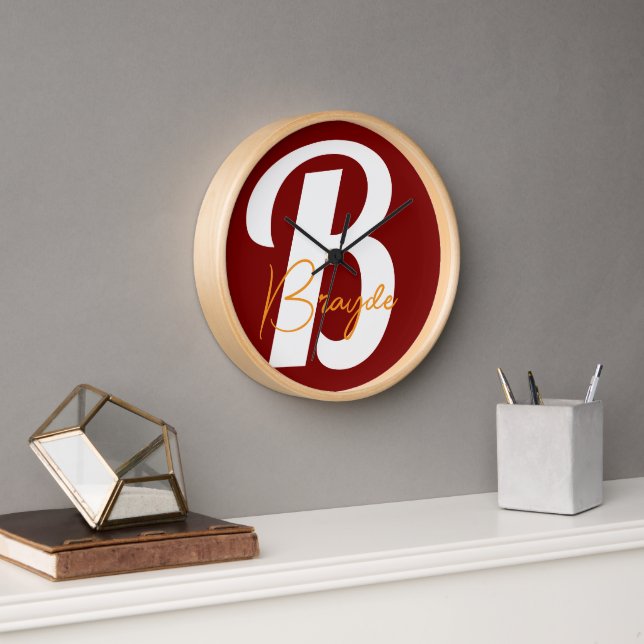 Personalisierte Monogramm-Wandleuchte Uhr (Büro)