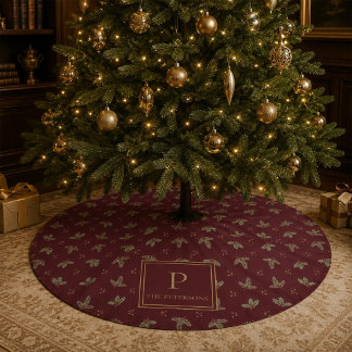 Personalisierte Monogramm-Weihnachtsbaumdecke Polyester Weihnachtsbaumdecke