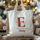 Personalisierte Monogramm Weihnachtsgeschenk Tragetasche<br><div class="desc">Dieses personalisierte Weihnachtsmonogramm und Namensdesign ist perfekt für Groß und Klein. Diese kann mit beliebigem Namen und Buchstaben gedruckt werden. Einfach zu bearbeiten und gedruckt zu haben! Diese machen ein perfektes Weihnachtsgeschenk,  kleine Geschenk,  Urlaubsgeschenktausch oder als Geschenktasche!</div>
