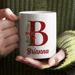 Personalisierte Monogramm Weihnachtsschokolade Kaffeetasse