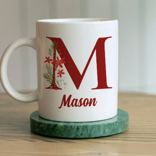 Personalisierte Monogramm Weihnachtsschokolade Kaffeetasse