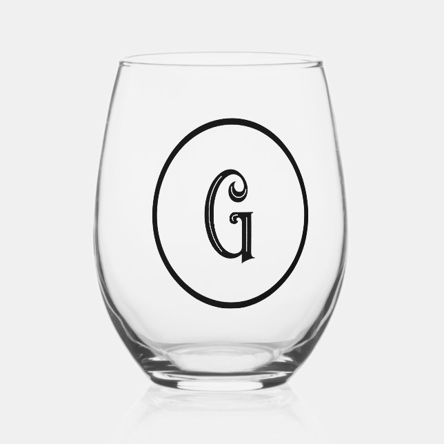 Personalisierte Monogramm Weinglas Ohne Stiel (Vorderseite)
