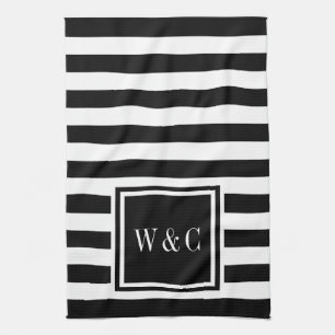 Personalisierte Monogrammanfangsbuchstaben Schwarz Geschirrtuch