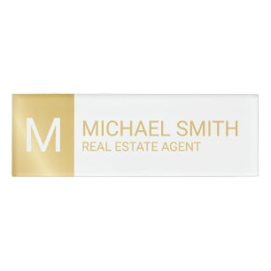 Personalisierte Monogramme und Monogramme aus Weiß Namenschild