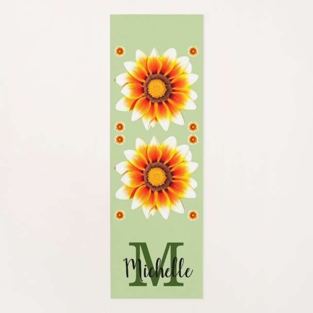 Personalisierte monogrammierte Blumenmuster  Yogamatte (Vorderseite)