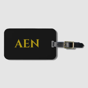 Personalisierte monogrammierte Schwarz und Gold Gepäckanhänger