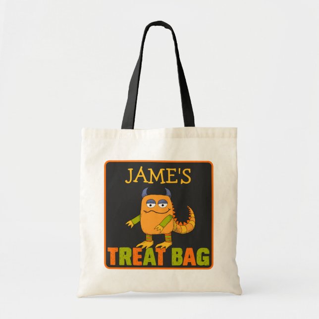 Personalisierte Monster-Halloween-Leckerei-Tasche Tragetasche (Vorne)