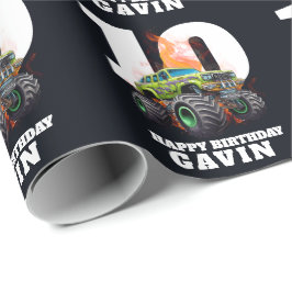 Personalisierte Monster Truck Editable Geburtstags Geschenkpapier
