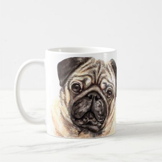 Personalisierte Mops-Tasse Kaffeetasse (Links)