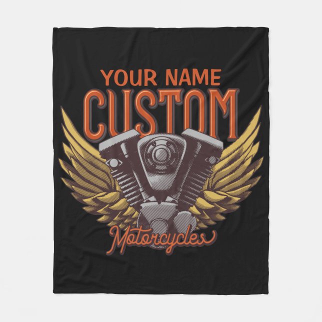 Personalisierte Motorrad-Adlerwochenfahrer-Garage Fleecedecke (Vorderseite)