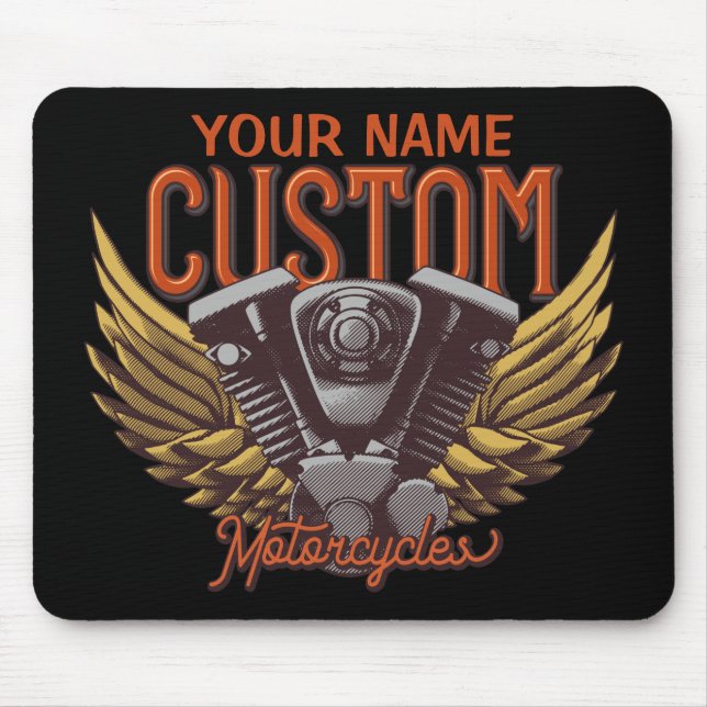 Personalisierte Motorrad-Adlerwochenfahrer-Garage Mousepad (Vorne)