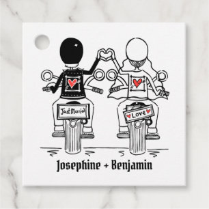 Personalisierte Motorrad-Hochzeitsgunst-Tags Geschenkanhänger