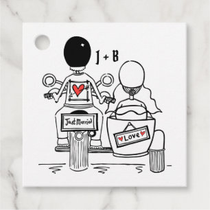 Personalisierte Motorrad-Hochzeitsgunst-Tags Geschenkanhänger