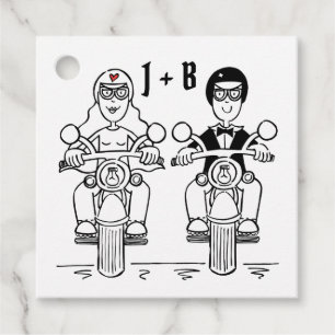 Personalisierte Motorrad-Hochzeitsgunst-Tags Geschenkanhänger