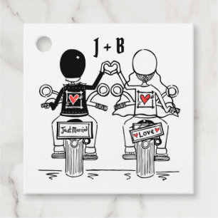 Personalisierte Motorrad-Hochzeitsgunst-Tags Geschenkanhänger