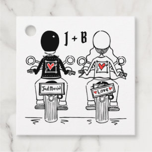 Personalisierte Motorrad-Hochzeitsgunst-Tags Geschenkanhänger