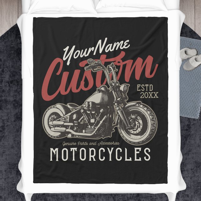 Personalisierte Motorrad-Rebell-Biker-Garage Fleecedecke (Von Creator hochgeladen)