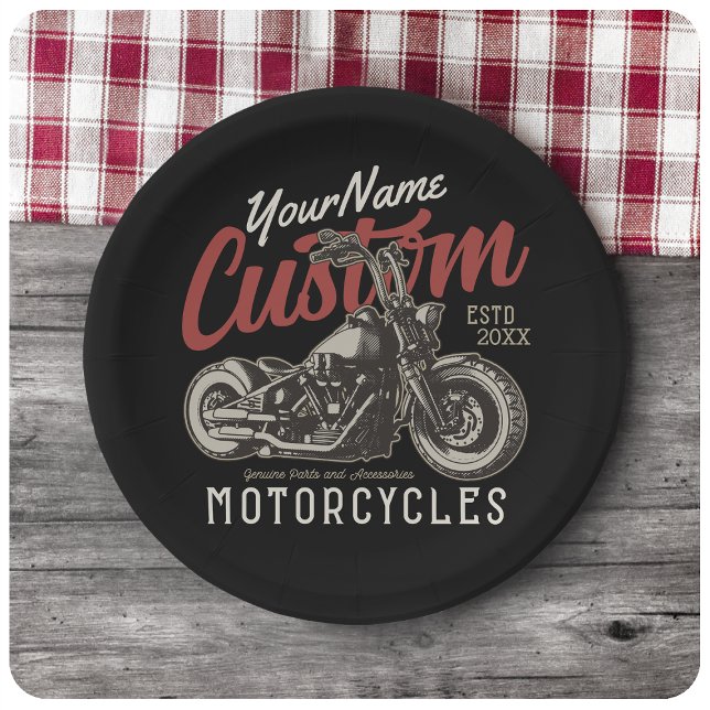 Personalisierte Motorrad-Rebell-Biker-Garage Pappteller (Von Creator hochgeladen)