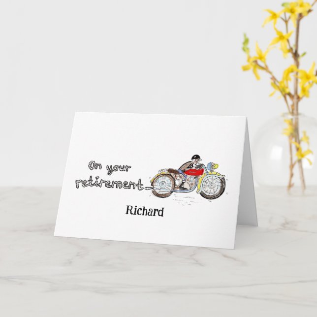 Personalisierte Motorrad-Ruhestandsfeier Karte (Gelbe Blume)